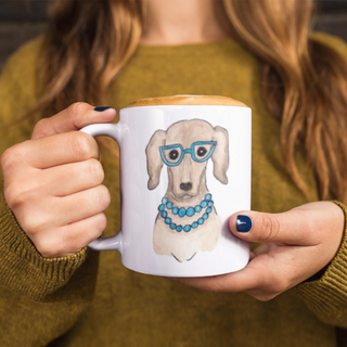 Hipster Dog with Glasses and Pearls Mug
