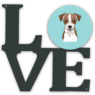 Checkerboard Dog Face Metal Wall Artwork LOVE - Size: 12 X 12 | Pack Of: 1
