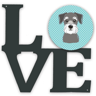 Checkerboard Dog Face Metal Wall Artwork LOVE - Size: 12 X 12 | Pack Of: 1