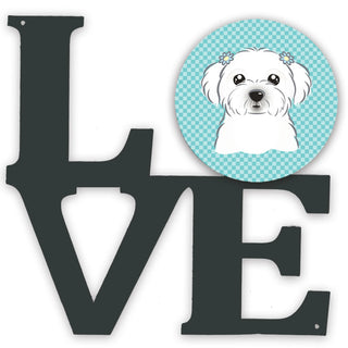 Checkerboard Dog Face Metal Wall Artwork LOVE - Size: 12 X 12 | Pack Of: 1