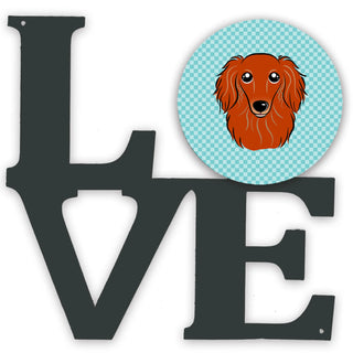 Checkerboard Dog Face Metal Wall Artwork LOVE - Size: 12 X 12 | Pack Of: 1