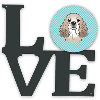 Checkerboard Dog Face Metal Wall Artwork LOVE - Size: 12 X 12 | Pack Of: 1