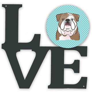 Checkerboard Dog Face Metal Wall Artwork LOVE - Size: 12 X 12 | Pack Of: 1