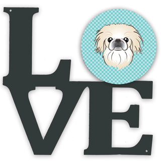 Checkerboard Dog Face Metal Wall Artwork LOVE - Size: 12 X 12 | Pack Of: 1