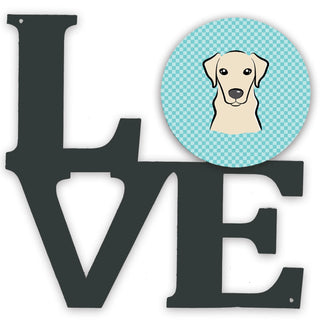 Checkerboard Dog Face Metal Wall Artwork LOVE - Size: 12 X 12 | Pack Of: 1