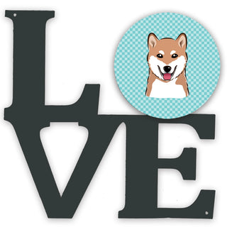 Checkerboard Dog Face Metal Wall Artwork LOVE - Size: 12 X 12 | Pack Of: 1