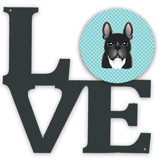 Checkerboard Dog Face Metal Wall Artwork LOVE - Size: 12 X 12 | Pack Of: 1