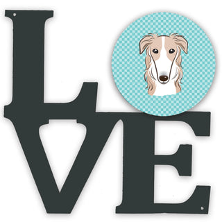 Checkerboard Dog Face Metal Wall Artwork LOVE - Size: 12 X 12 | Pack Of: 1