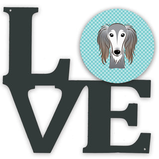 Checkerboard Dog Face Metal Wall Artwork LOVE - Size: 12 X 12 | Pack Of: 1