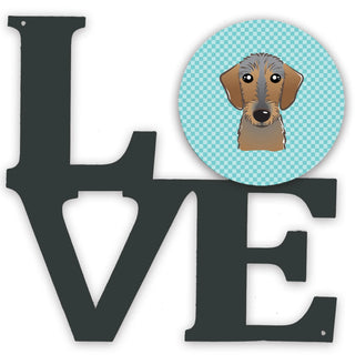 Checkerboard Dog Face Metal Wall Artwork LOVE - Size: 12 X 12 | Pack Of: 1