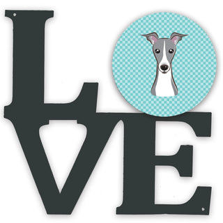 Checkerboard Dog Face Metal Wall Artwork LOVE - Size: 12 X 12 | Pack Of: 1
