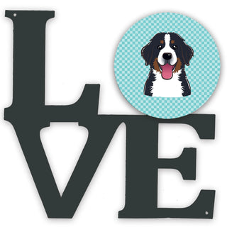 Checkerboard Dog Face Metal Wall Artwork LOVE - Size: 12 X 12 | Pack Of: 1
