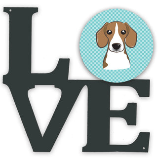 Checkerboard Dog Face Metal Wall Artwork LOVE - Size: 12 X 12 | Pack Of: 1