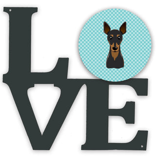 Checkerboard Dog Face Metal Wall Artwork LOVE - Size: 12 X 12 | Pack Of: 1