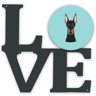 Checkerboard Dog Face Metal Wall Artwork LOVE - Size: 12 X 12 | Pack Of: 1