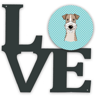 Checkerboard Dog Face Metal Wall Artwork LOVE - Size: 12 X 12 | Pack Of: 1