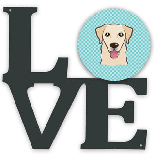Checkerboard Dog Face Metal Wall Artwork LOVE - Size: 12 X 12 | Pack Of: 1