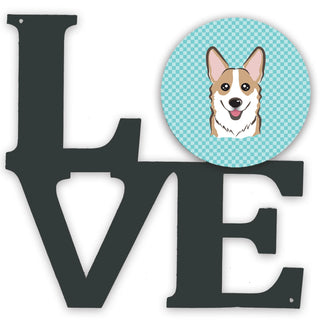 Checkerboard Dog Face Metal Wall Artwork LOVE - Size: 12 X 12 | Pack Of: 1