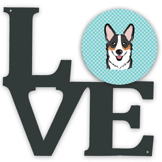 Checkerboard Dog Face Metal Wall Artwork LOVE - Size: 12 X 12 | Pack Of: 1