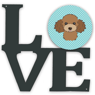 Checkerboard Dog Face Metal Wall Artwork LOVE - Size: 12 X 12 | Pack Of: 1