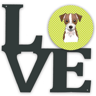 Checkerboard Dog Face Metal Wall Artwork LOVE - Size: 12 X 12 | Pack Of: 1