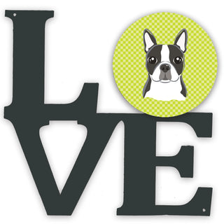 Checkerboard Dog Face Metal Wall Artwork LOVE - Size: 12 X 12 | Pack Of: 1