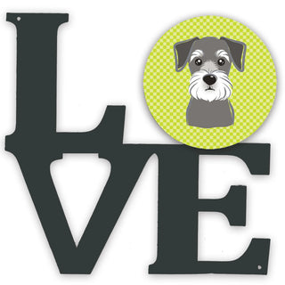 Checkerboard Dog Face Metal Wall Artwork LOVE - Size: 12 X 12 | Pack Of: 1