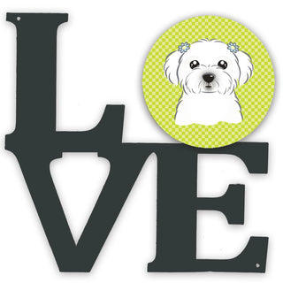 Checkerboard Dog Face Metal Wall Artwork LOVE - Size: 12 X 12 | Pack Of: 1