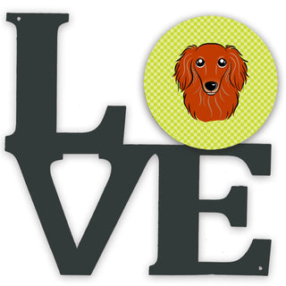 Checkerboard Dog Face Metal Wall Artwork LOVE - Size: 12 X 12 | Pack Of: 1