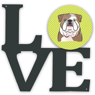 Checkerboard Dog Face Metal Wall Artwork LOVE - Size: 12 X 12 | Pack Of: 1