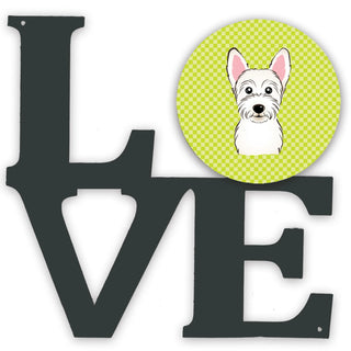 Checkerboard Dog Face Metal Wall Artwork LOVE - Size: 12 X 12 | Pack Of: 1