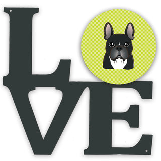Checkerboard Dog Face Metal Wall Artwork LOVE - Size: 12 X 12 | Pack Of: 1