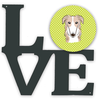 Checkerboard Dog Face Metal Wall Artwork LOVE - Size: 12 X 12 | Pack Of: 1