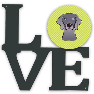 Checkerboard Dog Face Metal Wall Artwork LOVE - Size: 12 X 12 | Pack Of: 1