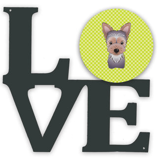 Checkerboard Dog Face Metal Wall Artwork LOVE - Size: 12 X 12 | Pack Of: 1