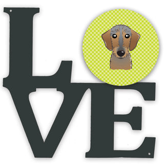 Checkerboard Dog Face Metal Wall Artwork LOVE - Size: 12 X 12 | Pack Of: 1