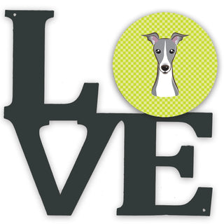 Checkerboard Dog Face Metal Wall Artwork LOVE - Size: 12 X 12 | Pack Of: 1