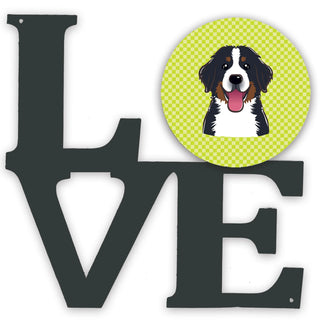 Checkerboard Dog Face Metal Wall Artwork LOVE - Size: 12 X 12 | Pack Of: 1