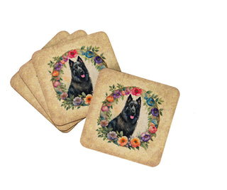 Belgian Malinois and Flowers Foam Coasters