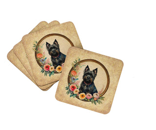 Bullmastiff and Flowers Foam Coasters