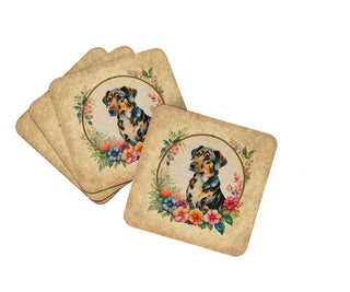 Bullmastiff and Flowers Foam Coasters
