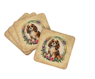 Bullmastiff and Flowers Foam Coasters