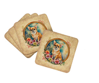 Bullmastiff and Flowers Foam Coasters