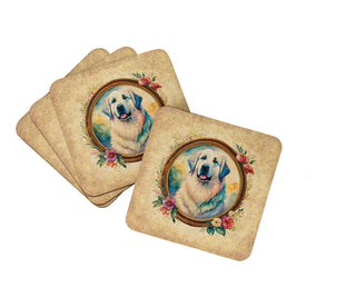 Great Pyrenees and Flowers Foam Coasters