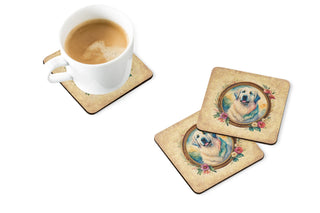 Great Pyrenees and Flowers Foam Coasters