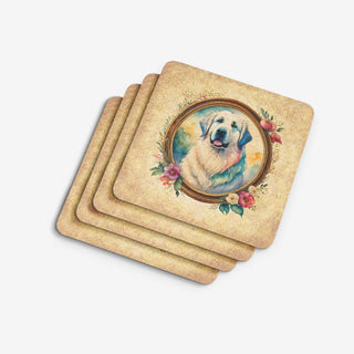 Great Pyrenees and Flowers Foam Coasters