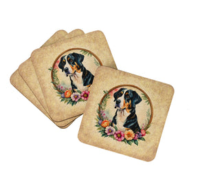 Great Pyrenees and Flowers Foam Coasters