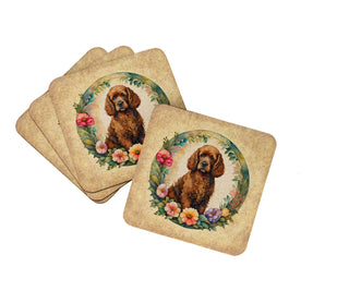 Great Pyrenees and Flowers Foam Coasters