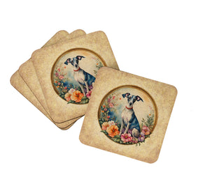 Great Pyrenees and Flowers Foam Coasters