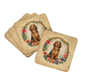 Otterhound and Flowers Foam Coasters